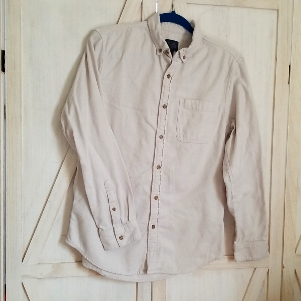 Mens size S. Oatmeal brushed cotton/flannel button down shirt